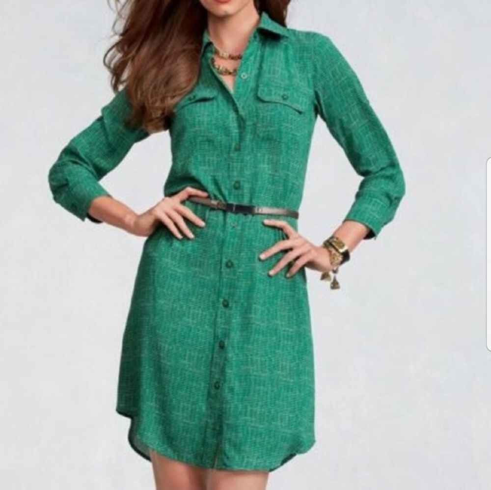 CAbi style 429 Green Print Shirtdress
